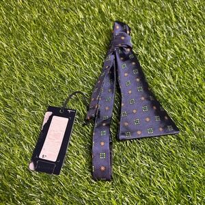 Cremieux Silk Bow Tie Floral Geometric Adjustable Neck Formal Navy Mens NWT